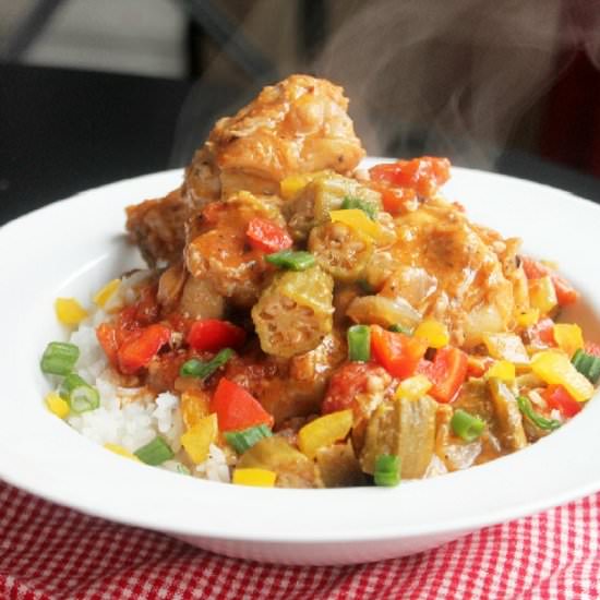 Slow cooker chicken and okra - Recipe photo by Creole Contessa