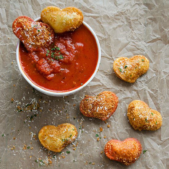 Fried Ravioli Hearts - Recipe photo by In Search Of Yummy-ness