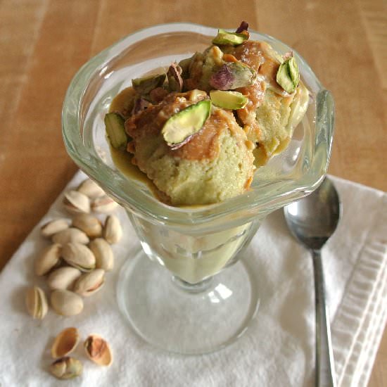 Caramel Pistachio Ice Cream - Recipe photo by MomWhatsForDinner