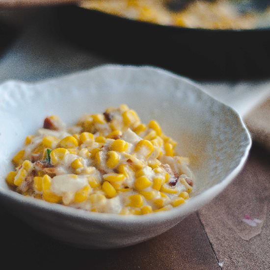 Dressed-up creamed corn - Recipe photo by tworedbowls