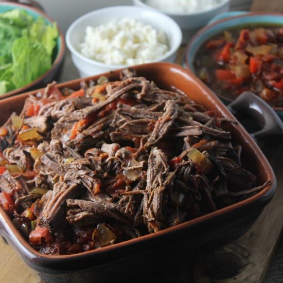 Machaca – Slow Cooker Beef Brisket - Recipe photo by CookingInStilettos