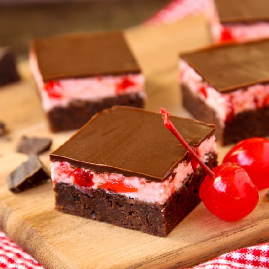 Chocolate Cherry Cordial Brownies - Recipe photo by afarmgirlsdabbles