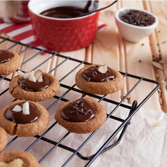 Chocolate Almond Thumbprint Cookies - Recipe photo by InMyRedKitchen