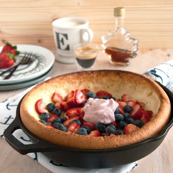 Dutch Baby Pancake with Blueberries - Recipe photo by InMyRedKitchen