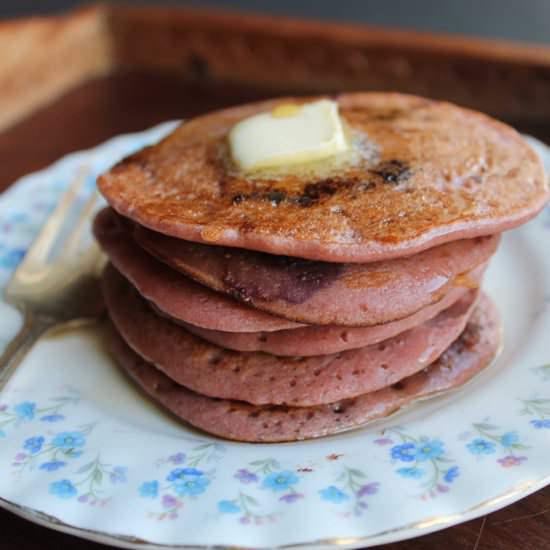 Beet, Blueberry and Buckwheat Pancakes - Recipe photo by veggie desserts