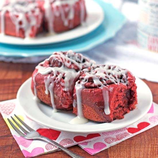Red Velvet Cinnamon Rolls - Recipe photo by wellplated