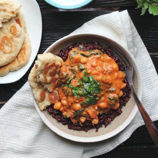 Chickpea, Spinach & Coconut Curry - Recipe photo by happyheartedkitchen