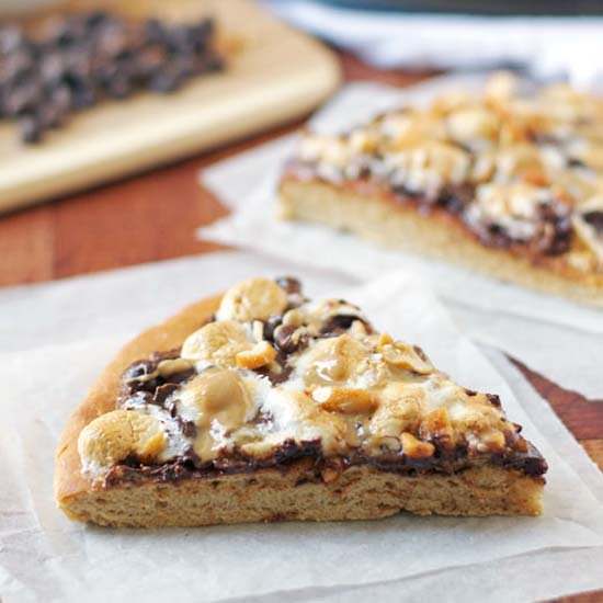 S'mores Peanut Butter Pizza - Recipe photo by wellplated