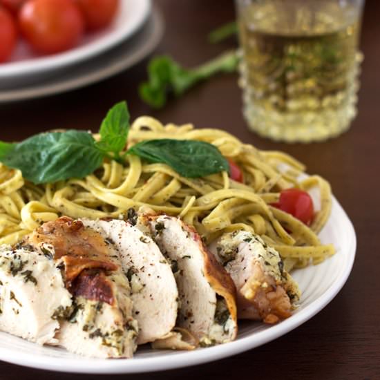 Chicken with Basil and Herbed Goat - Recipe photo by foolproofliving.com