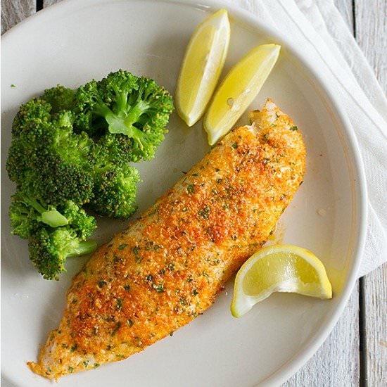 Parmesan Crusted Tilapia - Recipe photo by taste and tell