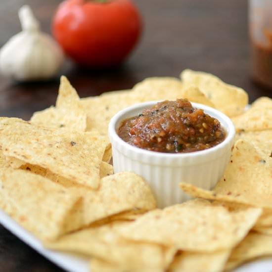 Charred Poblano Salsa - Recipe photo by ButterYum