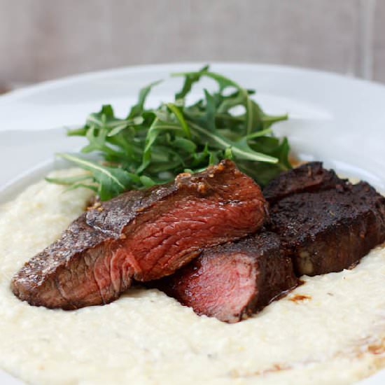 Elk Steaks & Grits - Recipe photo by thelovelyloulous
