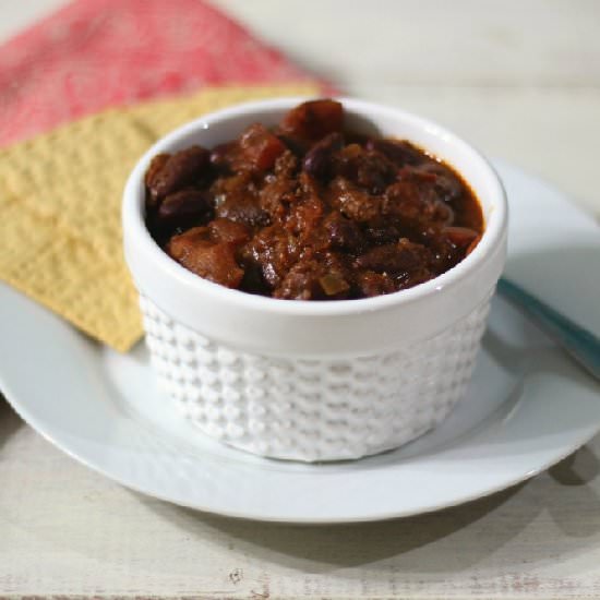 Hearty Burgundy and Chocolate Chili - Recipe photo by peanutbutterandpeppers