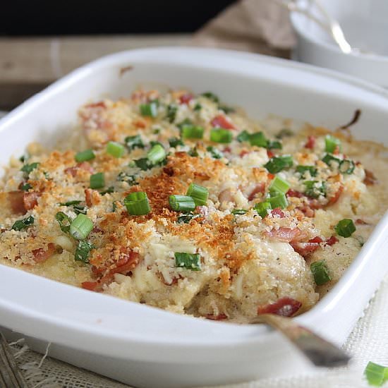 Cauliflower Bacon Gratin - Recipe photo by Running to the Kitchen