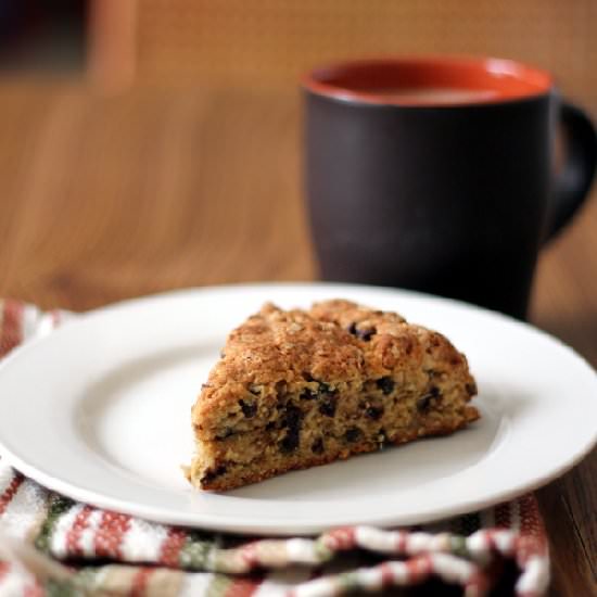 PB Chocolate Chip Oatmeal Scones - Recipe photo by kitchentrialanderror