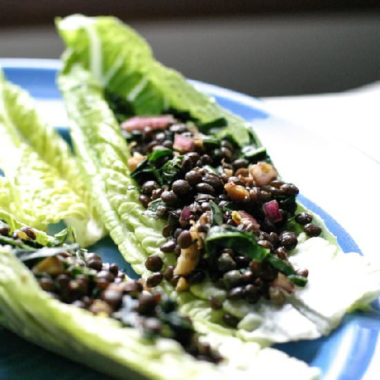 Beluga Lentil Lettuce Boats - Recipe photo by Poppies and Papayas