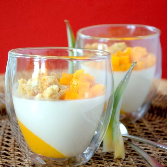 Coconut Panna Cotta with Mango - Recipe photo by kiskanal