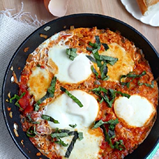 Caprese Shakshuka - Recipe photo by WhatJewWannaEat