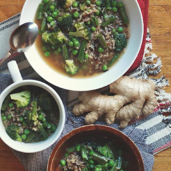 Greens & Ginger Soup - Recipe photo by ariellelikestocook