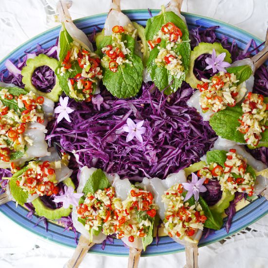 Goong che nam pa – Thai raw prawns - Recipe photo by padaek