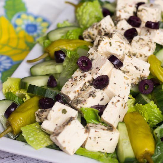 Savory Romaine Salad with Tofu Feta - Recipe photo by Prepgreen