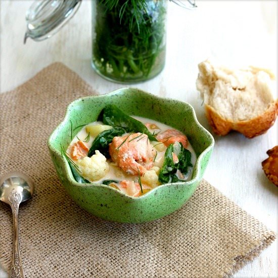 Salmon and Spinach Chowder - Recipe photo by tastefood