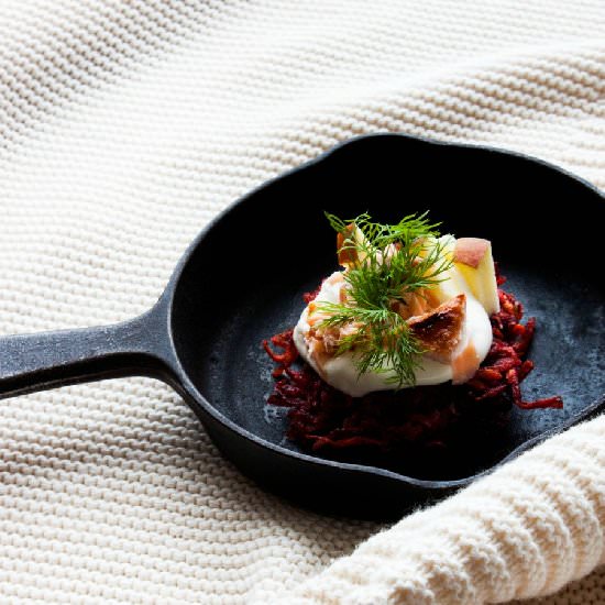 Beet and Potato Latkes - Recipe photo by myblueandwhitekitchen