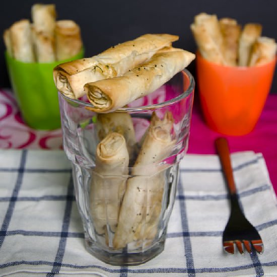 Three Cheese Yummy Filo Cigar Rolls - Recipe photo by Hungry PeePor