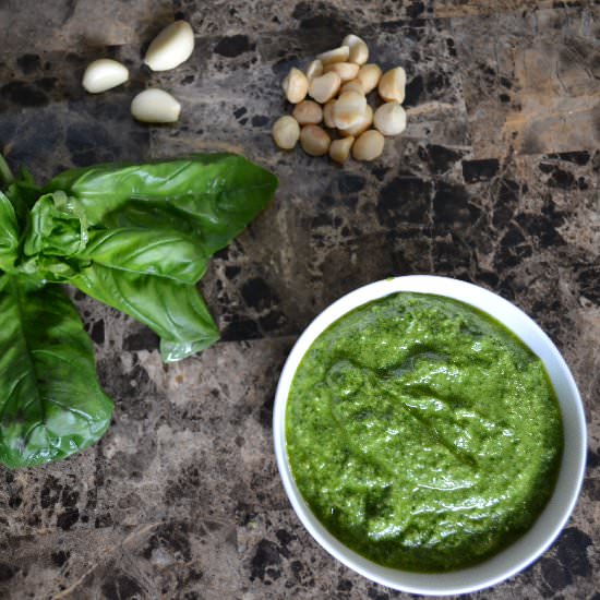 Macadamia Nut Pesto - Recipe photo by DelishDlites
