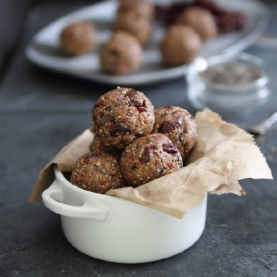Chia Cherry Crunch Bites - Recipe photo by Running to the Kitchen