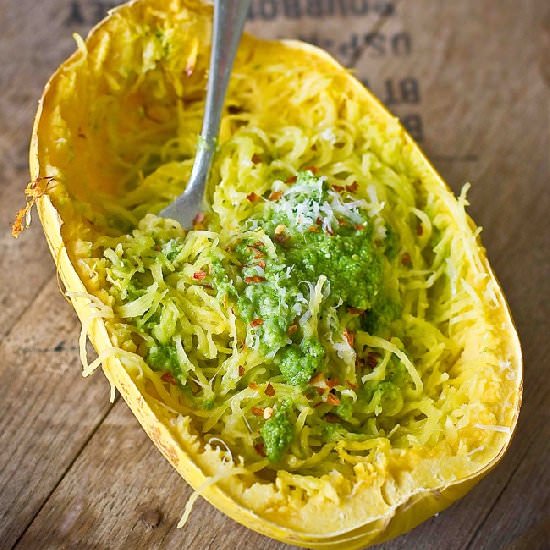 Paleo Spaghetti Squash Pesto - Recipe photo by sweetcsdesigns