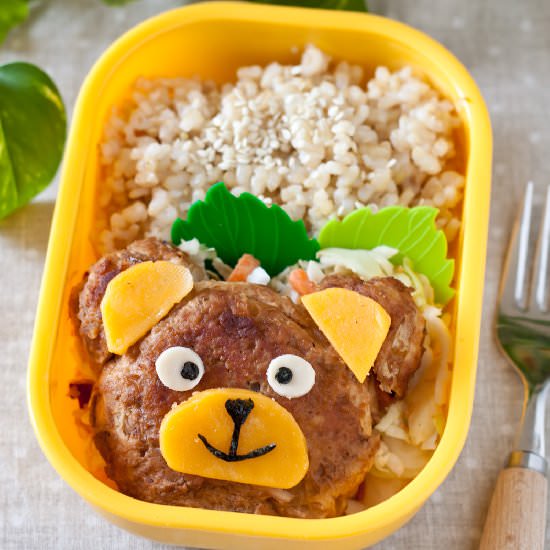 Japanese Hamburger Steak Bear Bento - Recipe photo by taste of Japan