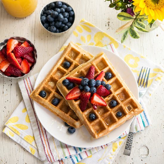 Berry Pineapple Belgian Waffles - Recipe photo by Vegan Yack Attack