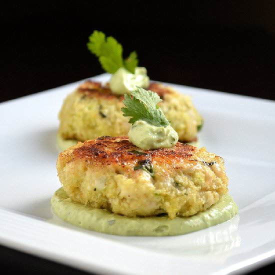 Chicken Cakes with Avocado Cream - Recipe photo by soufflebombay