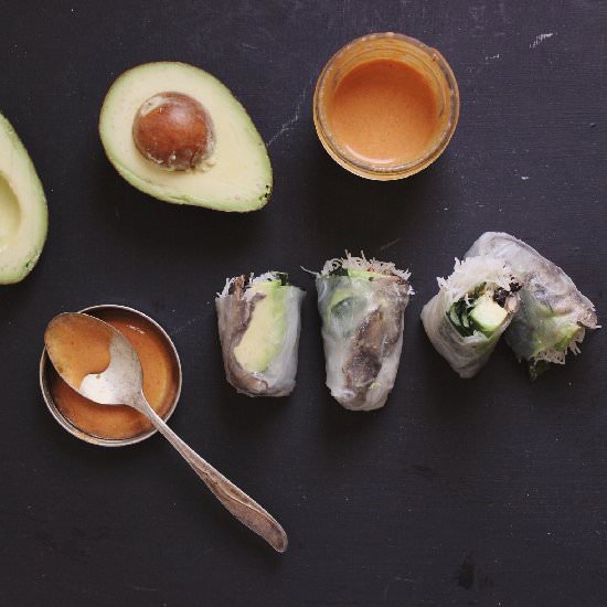 Portobello + Avocado Winter Rolls - Recipe photo by withfoodandlove