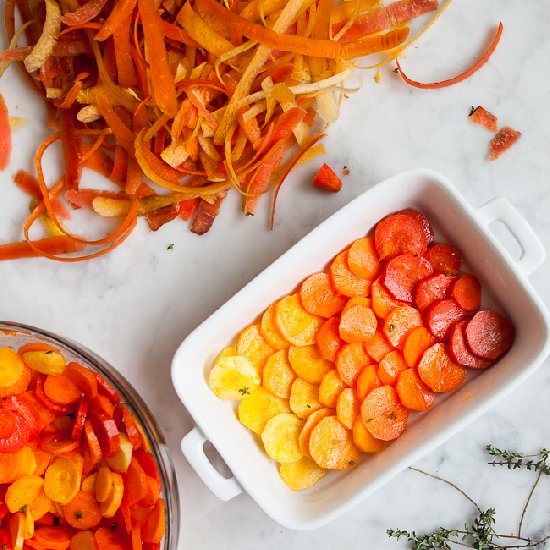 Roasted Citrus Thyme Ombre Carrots - Recipe photo by jchongstudio