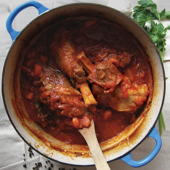 Lamb Shanks Braised in Red Wine - Recipe photo by emmaeats@wordpress