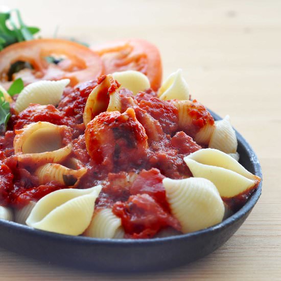 Roasted Red Pepper and Tomato Pasta - Recipe photo by Tony Rose