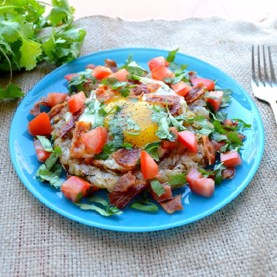 Sunny Side Up on Potatoes - Recipe photo by Happily Spiced