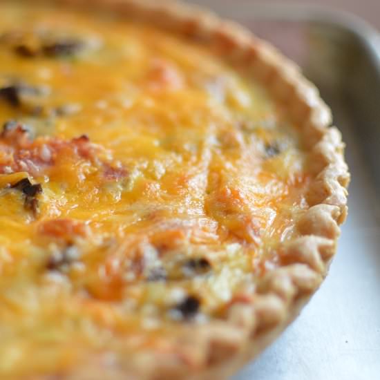 Ham, Mushroom & Spinach Quiche - Recipe photo by peoniesandprettythings