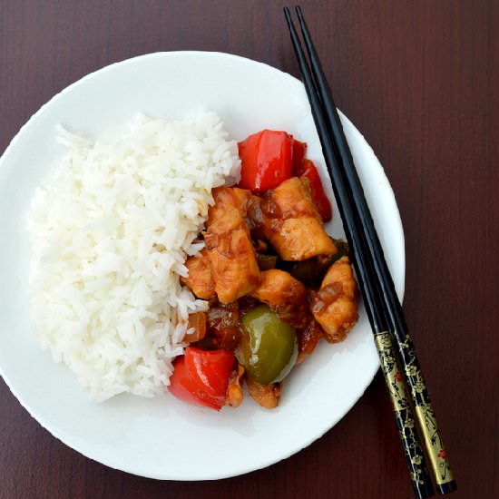 Chicken with Bell Peppers - Recipe photo by Happily Spiced
