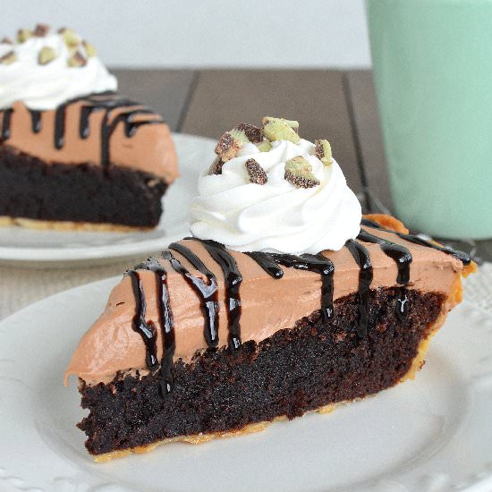 Andes Mint Cheesecake Brownie Pie - Recipe photo by BruCrewLife