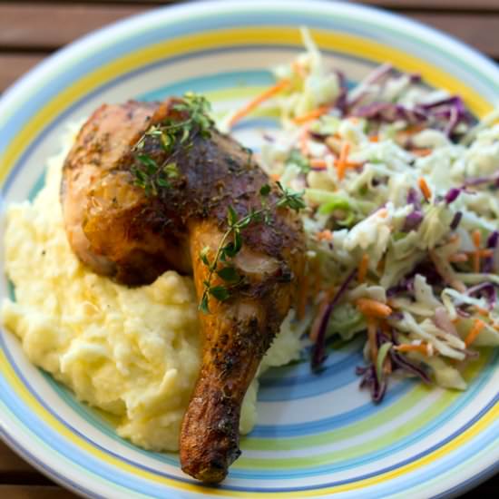Barbecued Roast Chicken, Mash Slaw - Recipe photo by bbqlikeitshot