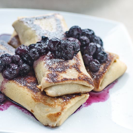 Cheese Blintzes & Blueberry Sauce - Recipe photo by supergoldenbakes