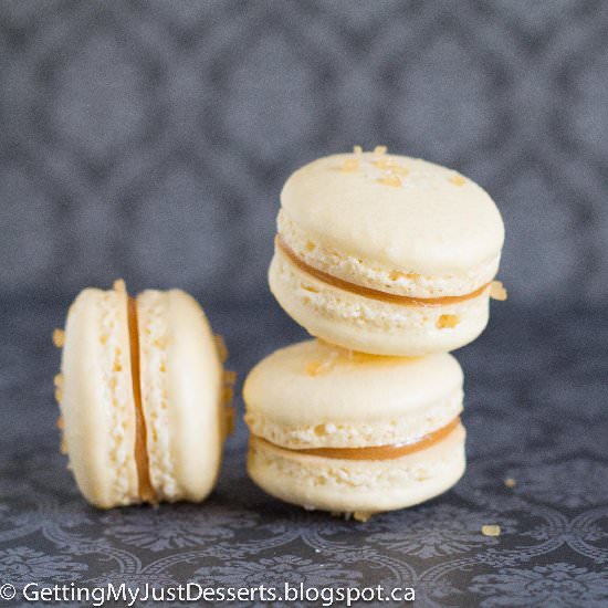 Salted Caramel Macarons - Recipe photo by gettingmyjustdesserts