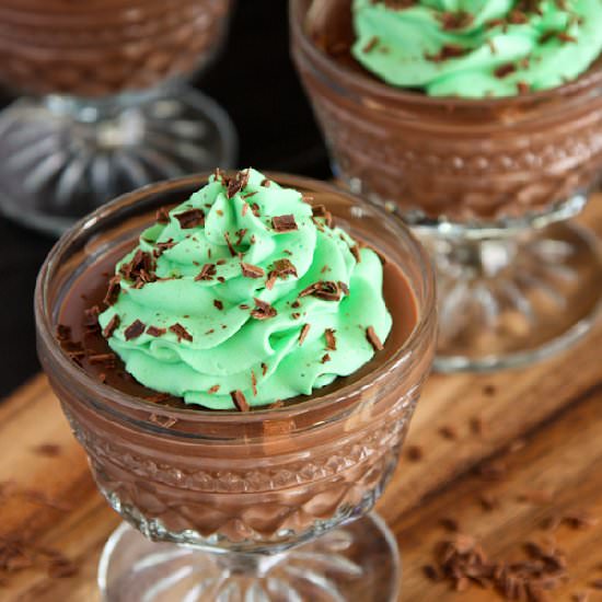 Chocolate Pudding Cups w/ MintCream - Recipe photo by afarmgirlsdabbles