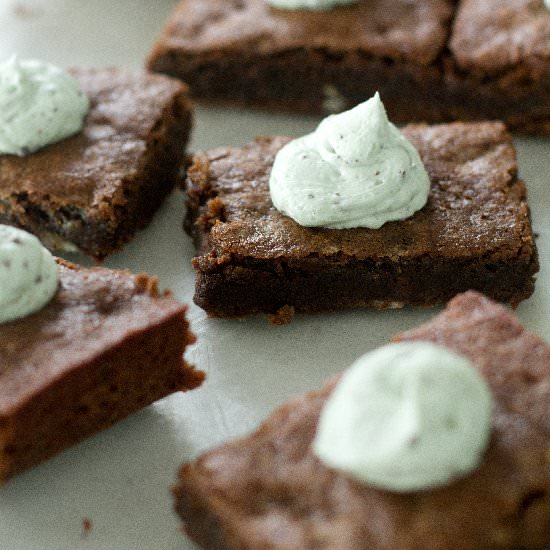 Frosted Mint Chocolate Brownies - Recipe photo by prettylittledishes