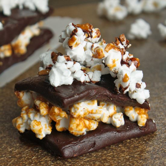 Chocolate Peanut Butter Popcorn Bar - Recipe photo by createnplate