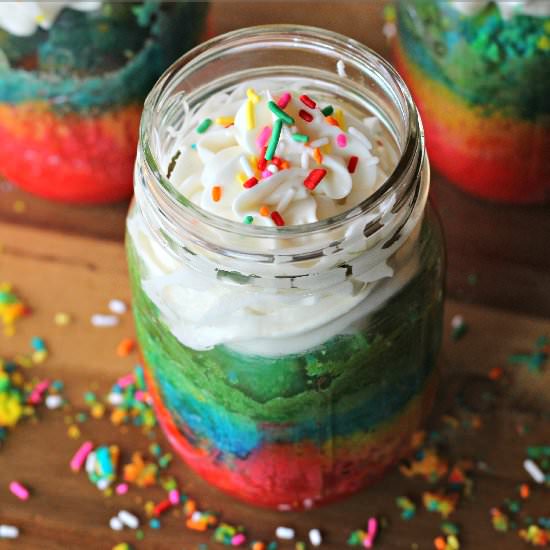 Mason Jar Rainbow Cake - Recipe photo by thebelleofthekitchen