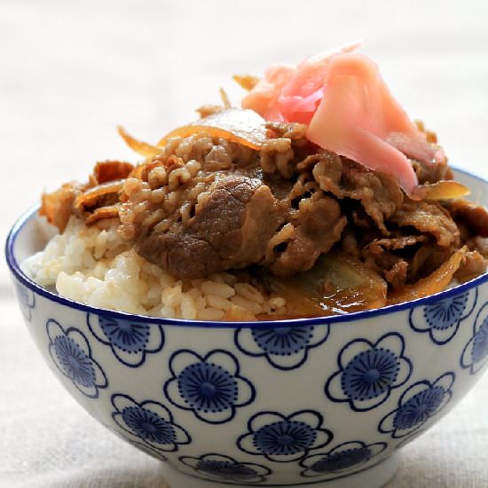 Gyudon / Japanese beef rice bowl - Recipe photo by mybarecupboard
